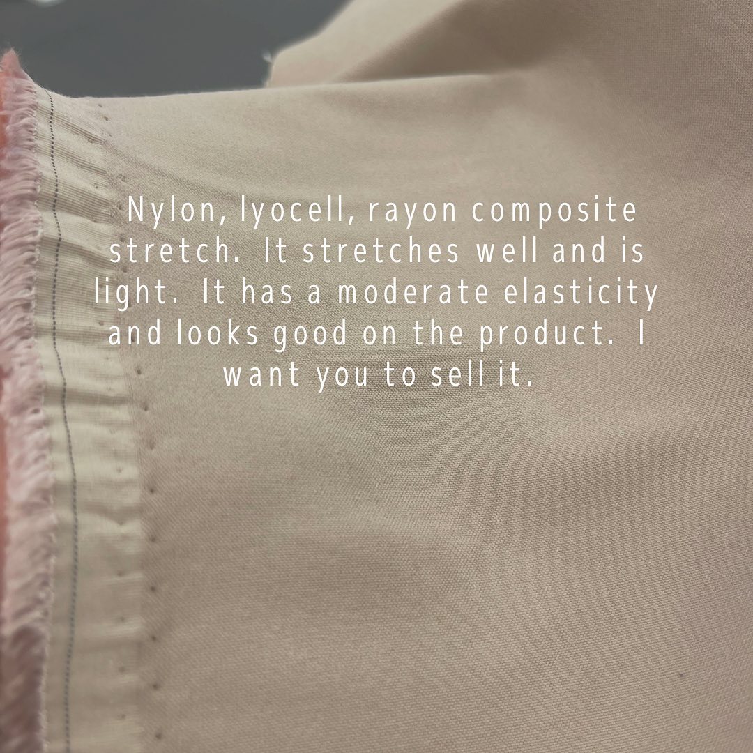#viscose #lyocell #fabrics #nylonyarn #stretch #lightweight #gifugram #kawabo Nylon, lyocell, rayon composite stretch. It stretches well and is light. It has a moderate elasticity and looks good on the product. I want you to sell it.