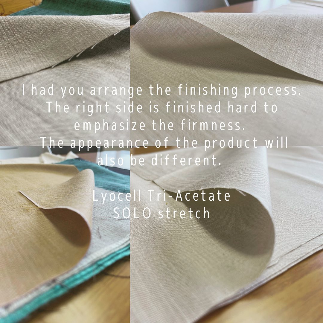 I had you arrange the finishing process. The right side is finished hard to emphasize the firmness. The appearance of the product will also be different.
#lyocellfabric #lyocell #solo #stretch
#triacetate
#hardfinish #fabrics
#gifugram
#gifu
#kawabo
