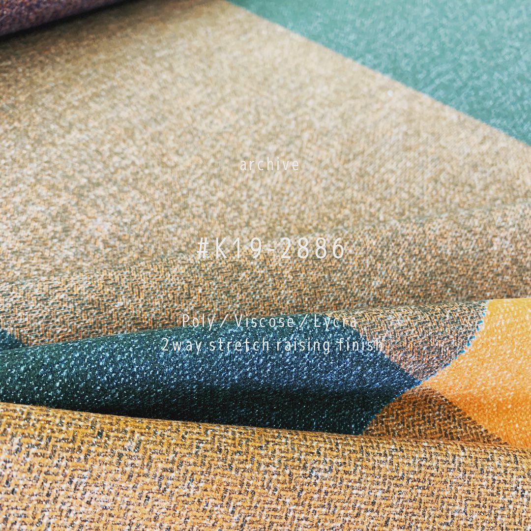 秋冬にはこんな柄もいいですね。#K19 #2886 #poly #viscose #lycra #2way #stretch #起毛 #ヘリンボーン #fabric