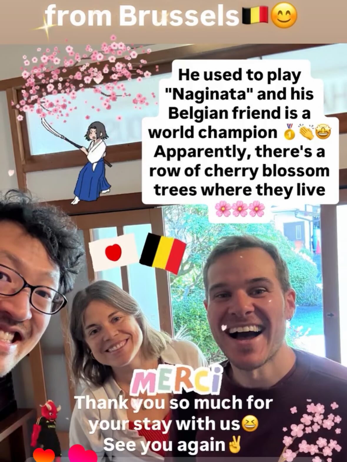 Friends of a lovely Belgian couple who stayed with us in September 2025 came to visit us this time 😆
They were recommended by their friends,
and we’re so happy this connection brought them here 🇧🇪✨
They enjoyed the tatami room, futon, and our private onsen,
and even had fun playing kendama together‼️
Stan & Marie, thank you so much for staying with us 😆
And Hugo & Flo, thank you for the recommendation 😊
We can’t wait to see you all again‼️
2025年9月にご宿泊いただいたベルギー人カップルのご友人が、今回泊まりに来てくれました😆
ご紹介でつながったご縁で、こうしてまた新しい出会いが生まれたことがとても嬉しいです🇧🇪✨
和室・お布団・貸切温泉を気に入っていただき、
けん玉も一緒に楽しんでいただきました‼️
Stan & Marie、泊まってくれてありがとう😆
そしてHugo & Flo、素敵なご紹介をありがとう😊
またみんなに会える日を楽しみにしています‼️
#hakone
#japantravel
#onsenexperience
#hakonestay
#hiddenjapan